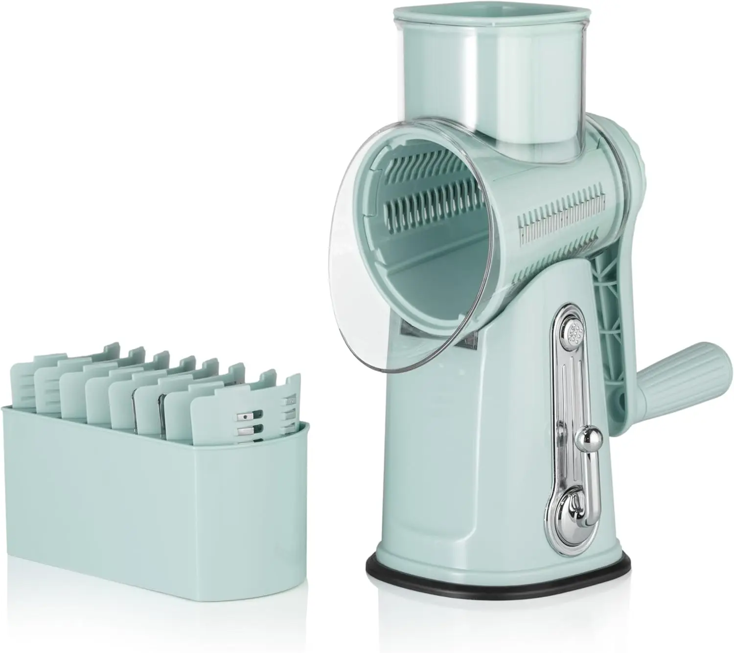 Compact 5-in-1 Rotary Grater - Stackable Detachable Design Saves Kitchen Space for Vegetables Cheese & Fruits