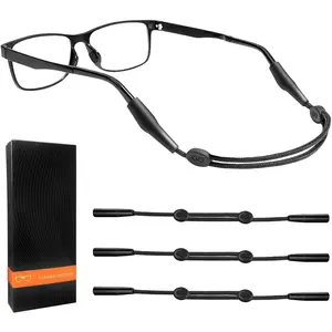 Glasses Strap  3 count, Eyeglasses Strap Holder for  Women Men, Adjustable Sunglasses lanyard string chain,Reading eye glasses holders around , Eyewear Retainer (Black)
