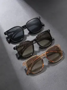 Unisex Full Frame Square Sunglasses Set, Simple Fashion Eyewear, Perfect for Summer Outdoors & Beaches, Driving & Parties, Stylish Gift Glasses