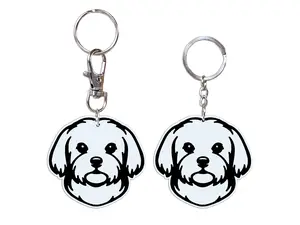 Maltese Keychain Set of 2 Dog Breed Keychain Split Ring Lobster Clasp Gift