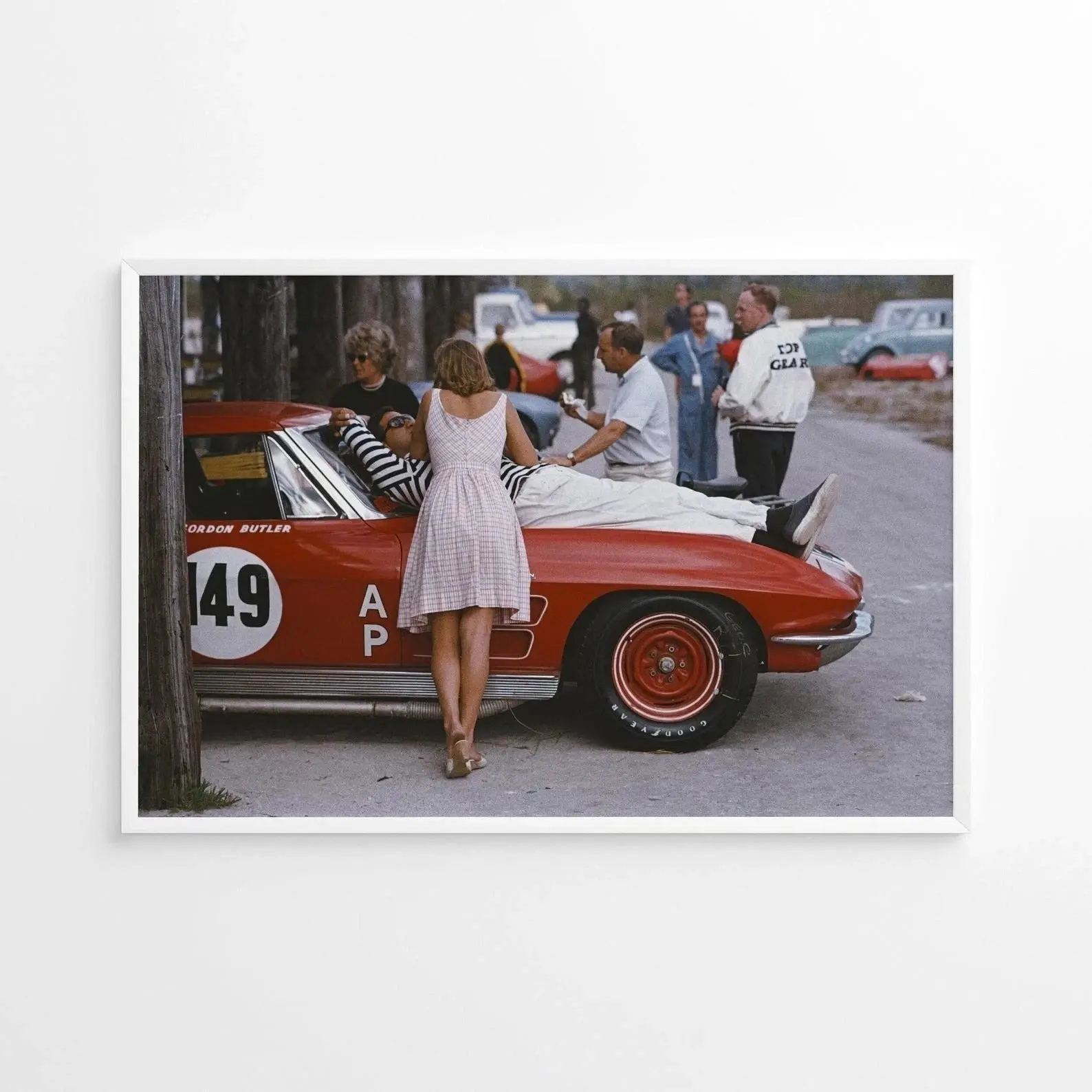 Vintage Red Corvette Motorsport Photography Retro Decor Poster
