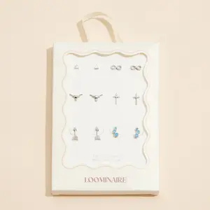 18K Gold-Dipped Stud Earrings with Crosses, Arrows, and Turquoise Accents
