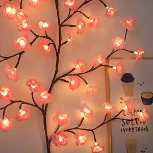 Cherry Blossom Vine Lights for Wedding & Valentine's - 72 LED USB Powered Bendable Pink Garland, 70-Inch Willow Fairy Lights for Romantic Home Wall & Party Decoration