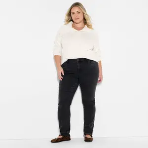 Women's Button-Down Collar Henley Sweater - Wild Fable Heather Gray 3X