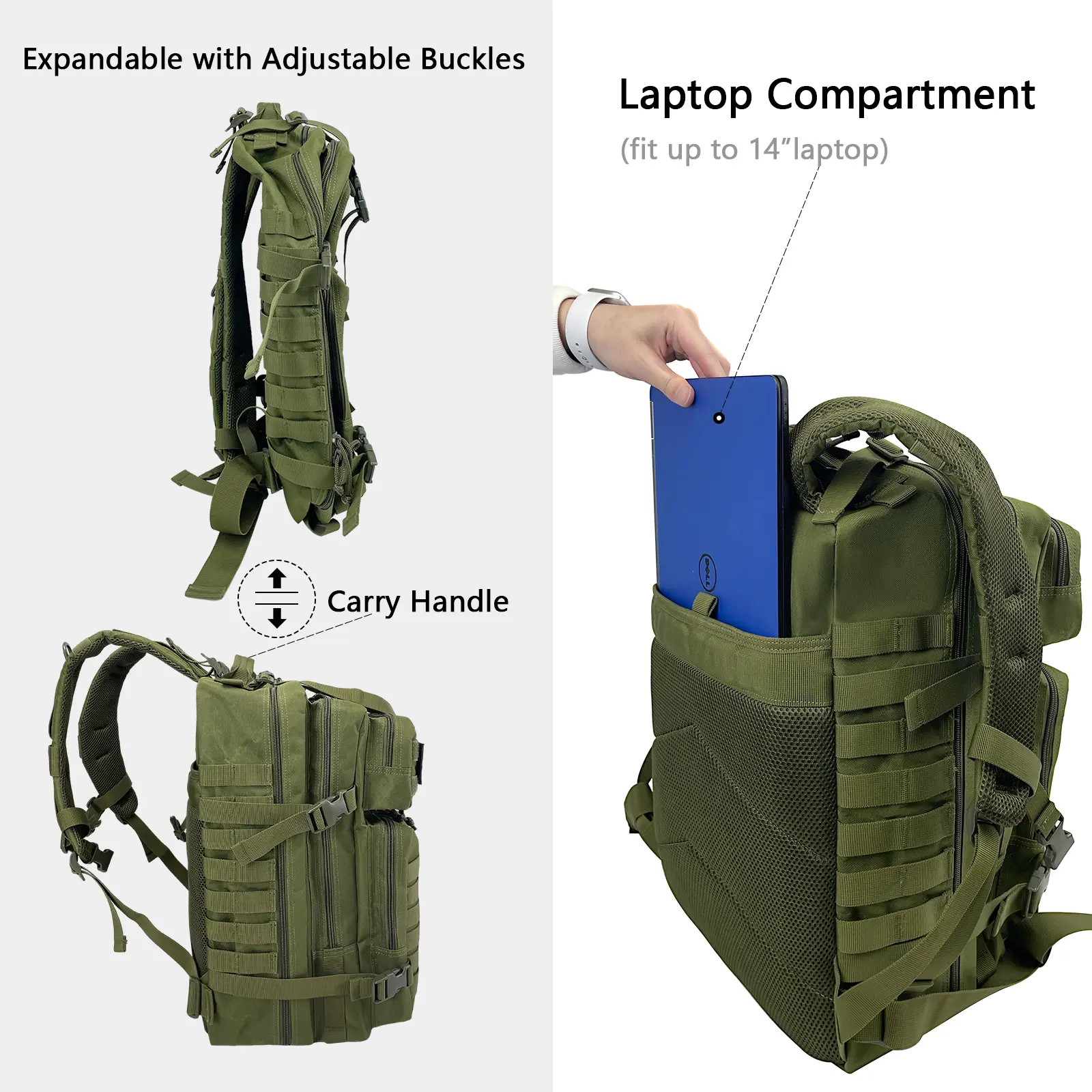 Tactical Backpack 45L Military Assault Pack Waterproof MOLLE Bag for Hiking  Camping Daily Commute with 17" Laptop Pocket Heavy Duty Survival Gear for  Men - TikTok Shop