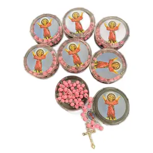 12pcs Divino Niño wood Rosaries, Baptism Fabors