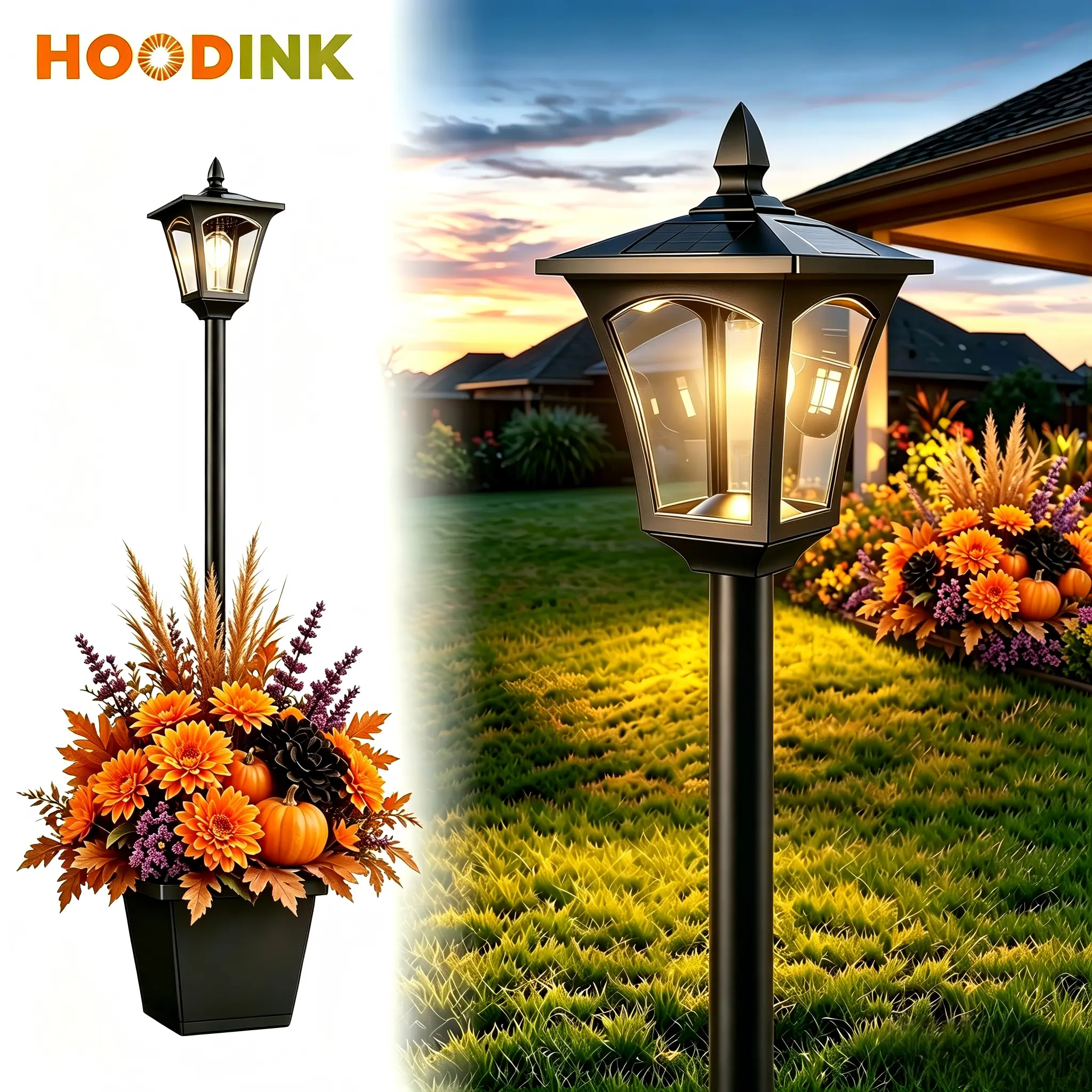 65" Solar Lamp Post Light with Planter, Glass 60 Lumens Solar Garden Lights Outdoor Waterproof Solar Pole Lights Patio Decor, Warm White,dorm essentials,home decor,home essentials,camping essentials