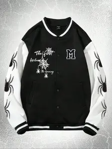 Hot-Selling #GothicSpider Varsity Jacket – Oversized Streetwear Fit, Premium Cotton Blend, #FallFashion Essential, "The First Darkness" Graphic, Must-Have for Trendsetters & #BlackFridayDeals Shoppers