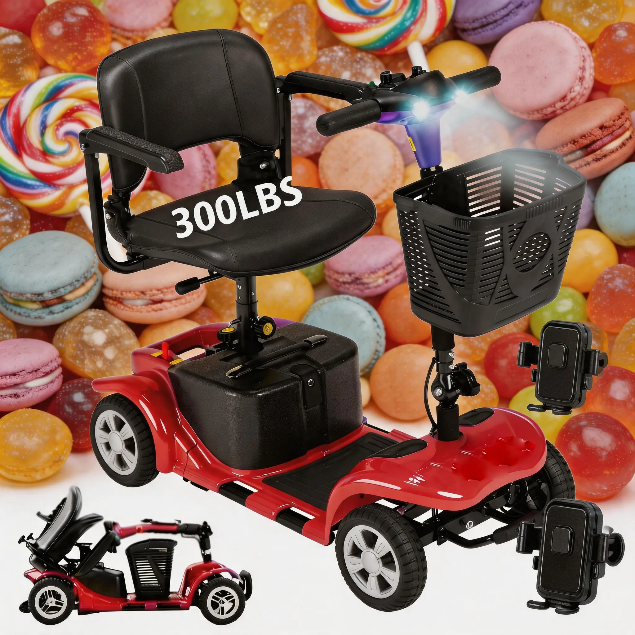 Four-wheeled mobility scooter