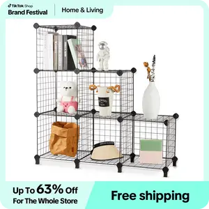 KITEXPERT 6-Cube Wire Storage Organizer，Multi-Use DIY Storage Cube Shelf for Books, Toys, Cat，Rabbit，Dog，Pet Supplies，Gift for Pet，Racks