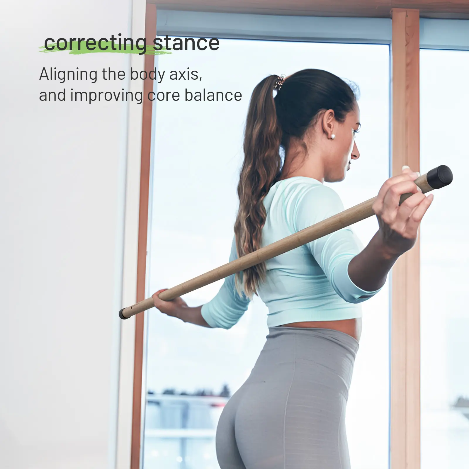 Silm Panda Yoga Stick Made from Natural Bamboo - Yoga Dowel, Mobility and Exercise Stick for Workout, Stretching, Flexibility, Balance, Physical Therapy | Posture Correction | Lightweight & Sturdy
