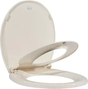 Toilet Seats Round,17” Toilet Seat and Cover - Toddler Potty Training Seat Built-In, Soft-Close PP with Durable Hinges, Release with Hardware