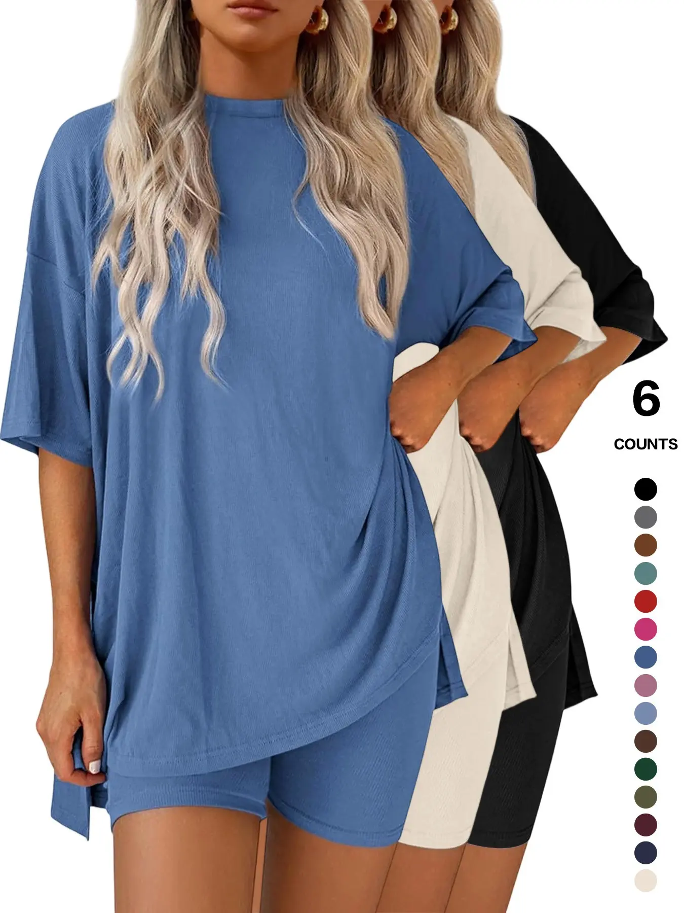 Lounge Set Cozy Mama Set, Women 2 Piece, Oversized Crew Neck T-Shirts for Comfort and Style Lounge Set Cozy Mama Set, Women 2 Piece, Oversized Crew Neck T-Shirts for Comfort and Style