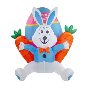4' Outdoor Inflatable Lighted Easter Bunny with Carrots 4' Outdoor Inflatable Lighted Easter Bunny with Carrots