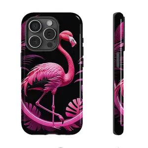Pink Flamingo Jungle Phone Case For Casing For iphone 16 15 14 13 12 11 PRO PLUS MAX Hard Shell Exterior Shockproof Hard Anti Drop Inner layer soft TPU two in one New style Cover Tough Phone Cases Shell 86X-L0411