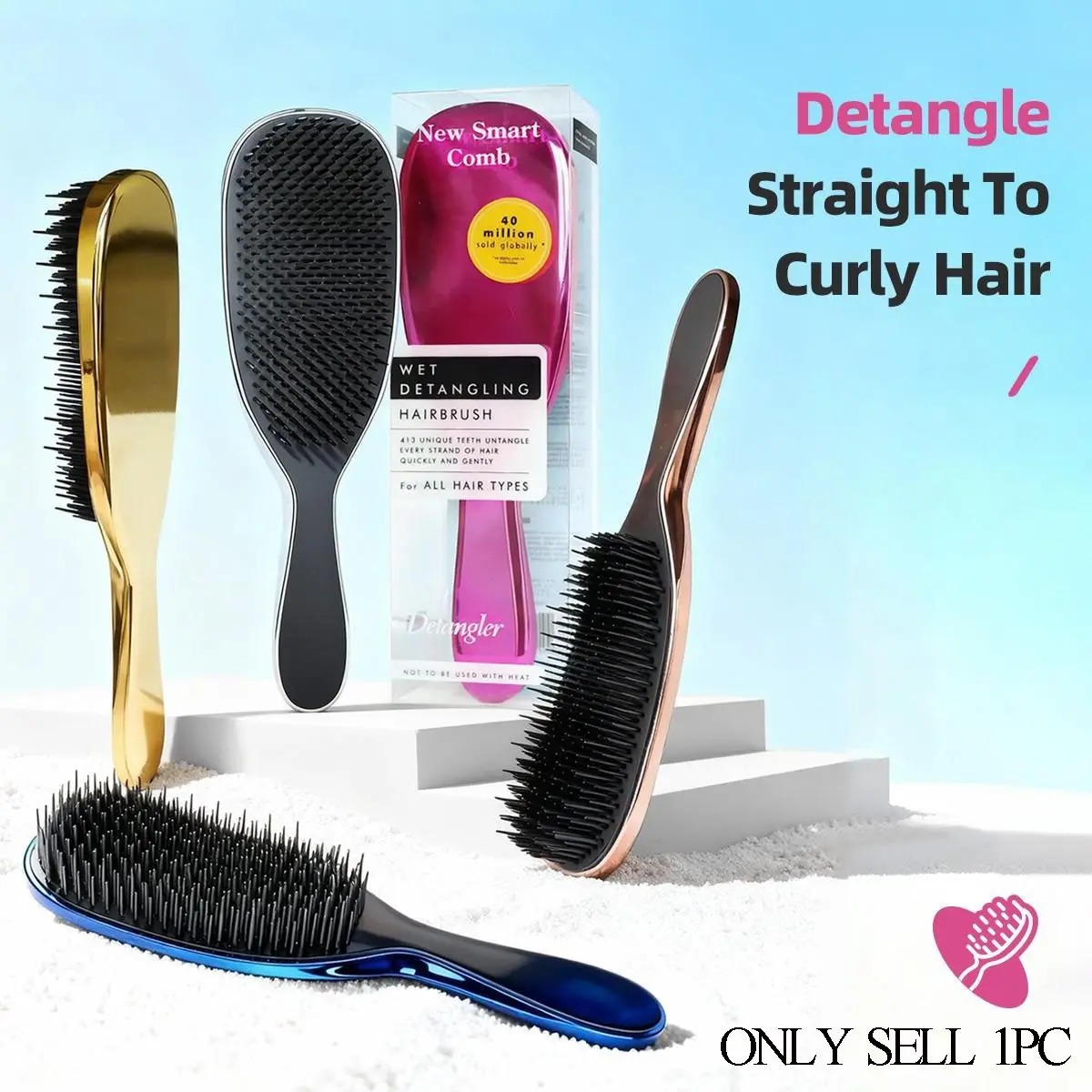 Ultimate Detangler Brush for Wet & Dry Hair, Eliminates Knots & Reduces Breakage for Straight to Wavy Hair Types, Hair Detangling Comb, Detangling Hairbrush, Hair Care Tool, Hair Tools
