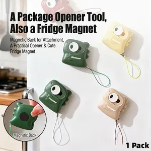 Magnetic Rebound Unboxing Knife, Portable Craft Knife, Anti-Adhesive Unboxing Tool, Small Dinosaur Design, Ideal for Shipping & Packaging, Fridge Magnet
