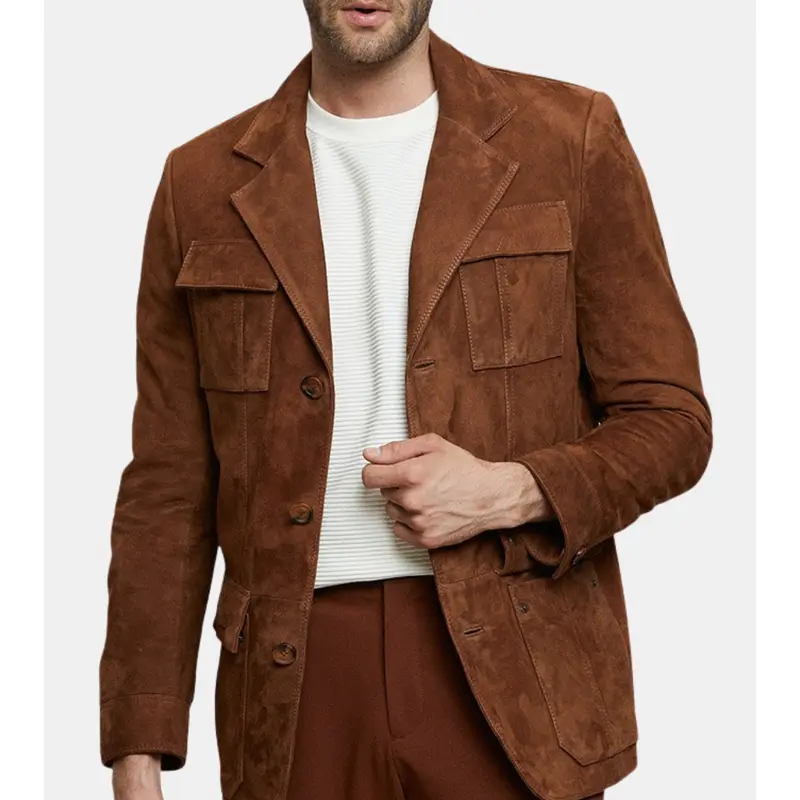 Dalbert Men's Brown Suede Leather Blazer