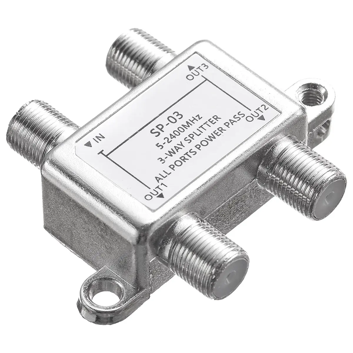 3-Way Digital Coaxial Cable Splitter with Port, 5-2400MHz, Camera-Compatible for CATV, Satellite Antenna System, High-Speed Internet Water Sports Surfing Gear Setup