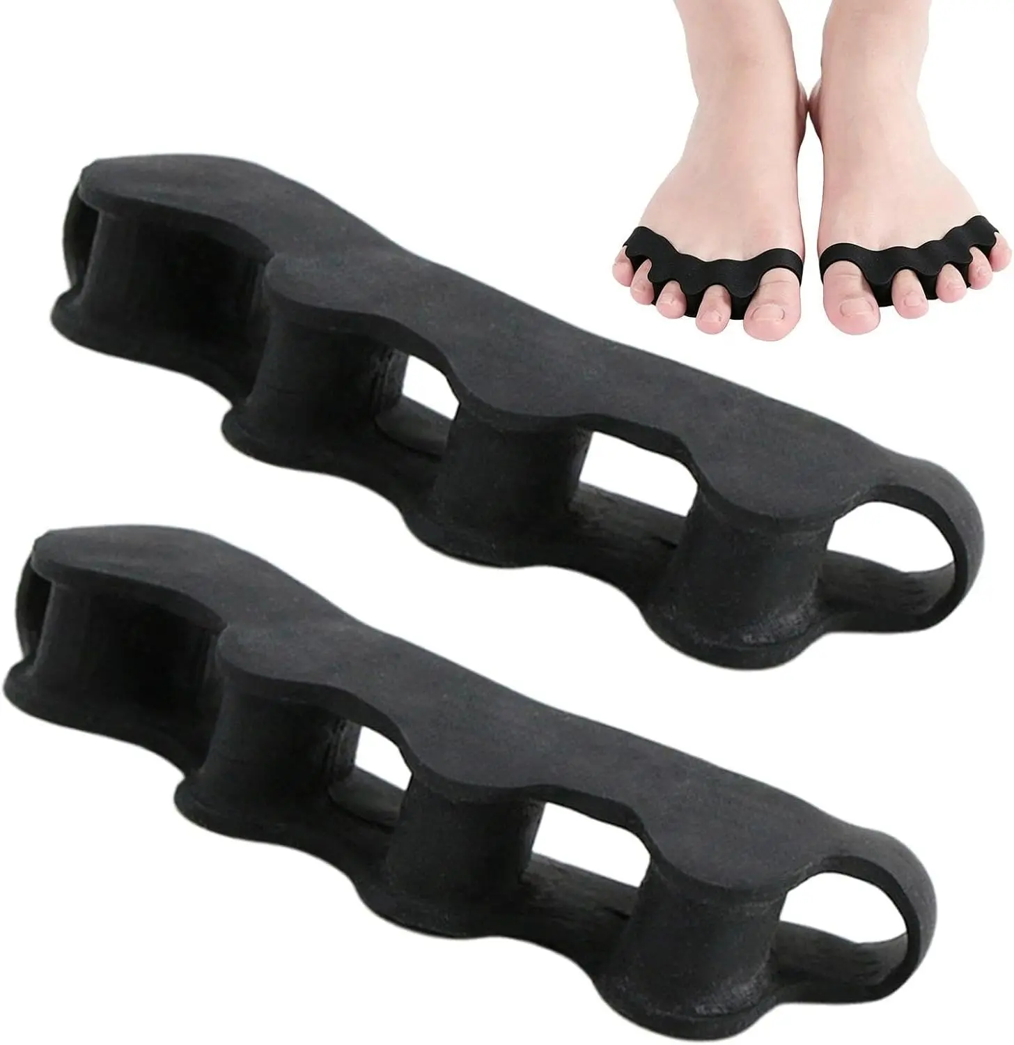 Correct Toes Spacers - Reusable All-Shoe 5-Hole Overlapping Dividers (1 Pair) for Adult Sports, Gym, Yoga Activities