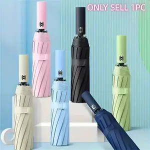 12 Rib Folding Umbrella, 1 Count Automatic Opening Umbrella, Portable Folding Umbrella for Outdoor Activities, Umbrella for Women & Men, Portable Foldable Umbrella