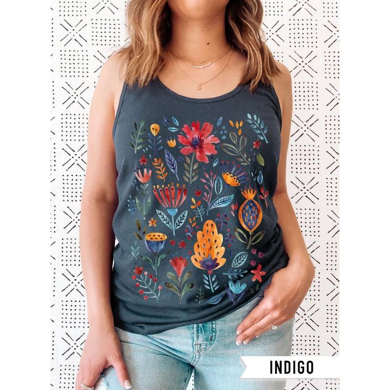Floral Shirt Tank, Grow Positive Thoughts Tank, Bohemian Style Tank, Butterfly Shirt, Trending Right Now, Women's Graphic Tank, Love Tank