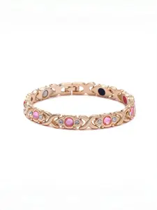 Eco-Friendly Alloy Energy Magnet Bracelet, Adjustable Ladies' Wristband with Diamonds, Valentine's Day & Christmas Gift