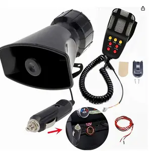 7-Tone Car Horn Microphone Amplifier Car System Emergency with Microphone Amplifier 20W Emergency Sound Electric Horn 12V