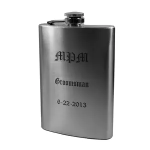 8oz Personalized Laser Engraved Flask Groomsmen Gift WEDDING up to 3 lines