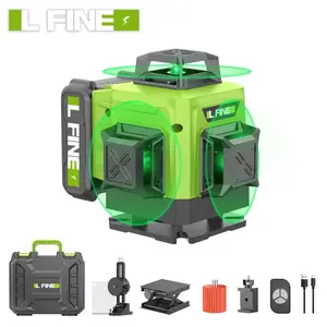 L FINE 16 Lines Laser Level , 360° 4D Green Beam Self-Leveling Cross Line Laser, Professional Alignment Tool with Batteries & Remote Control