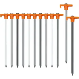 Tent pegs, 7.1inch rust-proof metal tent pegs, ground stakes, tent pegs, suitable for camping, gardening, hiking, orange (12 orange pieces, 7.1inch )