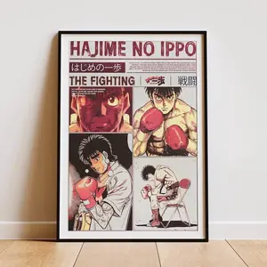 [Sale off up to 50%] [Free ship] [Frame] Boxing Anime Poster Set, Japanese Manga Art