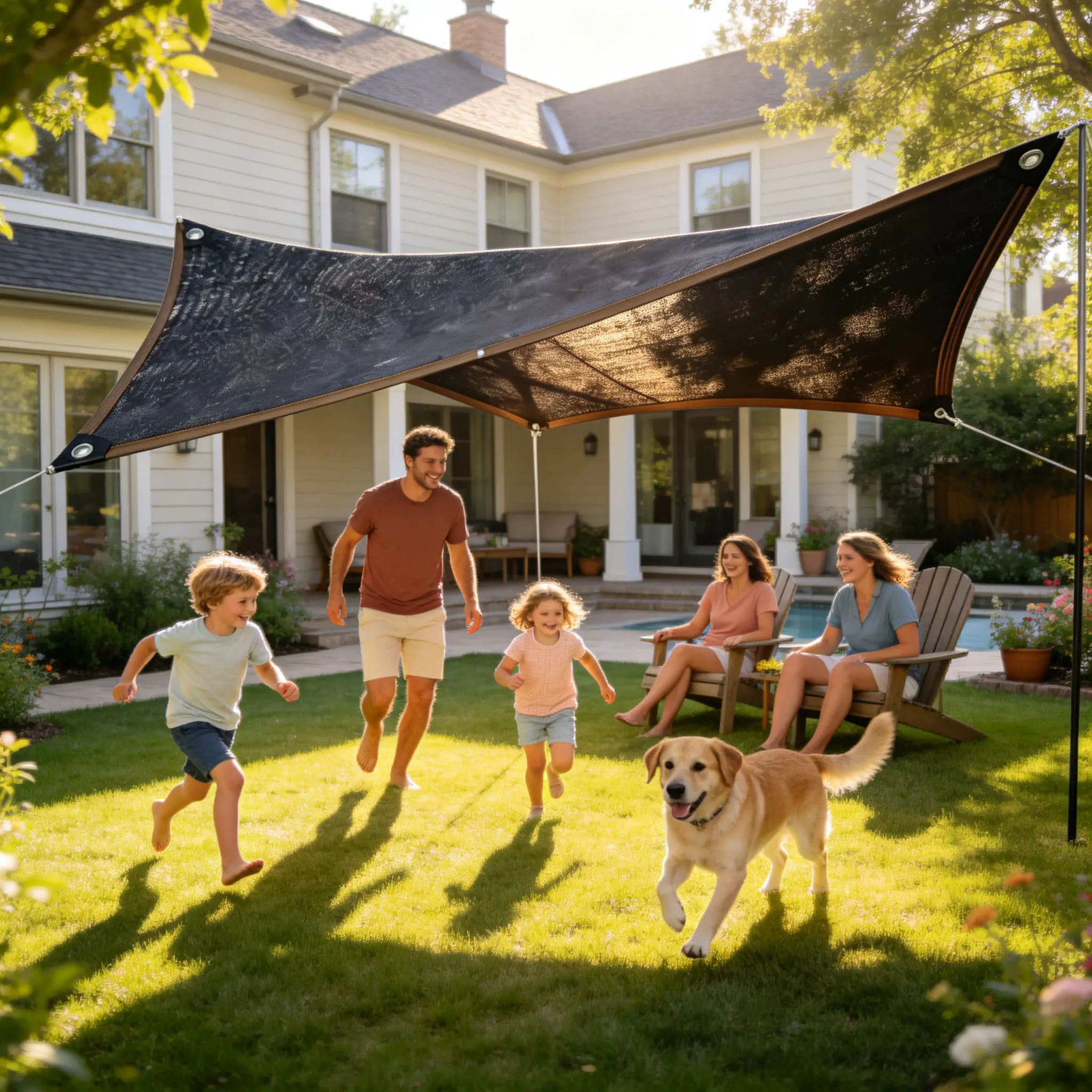 Black Outdoor Shade Net Rain Cloth - Easy Installation, UV Protection, Backyard & Patio Cool Comfort Home Supply