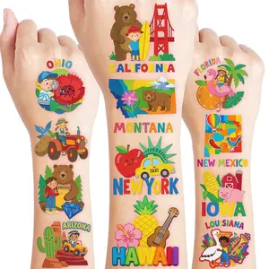 120 PCS USA 50 States Temporary Tattoos for Kids