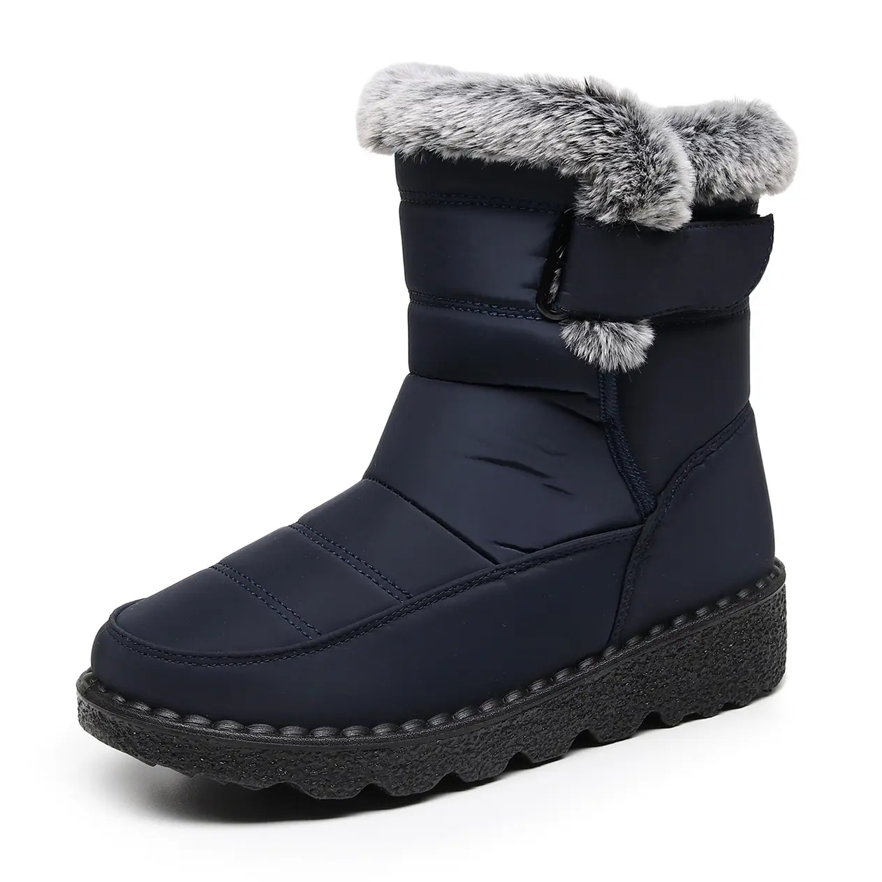 Women's Minimalist Faux Fur-Lined Snow Boots, Waterproof Ankle Booties, Comfortable Lightweight Walking Shoes for Party & Outdoors, Synthetic, Zip, Us10/Eu42, Rubber, Grey, Gray-002, Shock Resistant, Footwear, New Year's Day