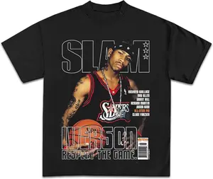 [Sale Up To 30%] Allen Iverson SLAM Cover Graphic T-Shirts Premium Quality Heavyweight Basketball Shirt for Adults & Kids