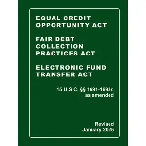 Equal Credit Opportunity Act | Fair Debt Collection Practices Act | Electronic Fund Transfer Act | 15 U.S.C. §§ 1691-1693r, as amended Revised: A Quick Reference Guide of the FCRA (CCPA Compliance) Hardcover – January 14, 2023