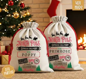 North Pole Express Delivery Santa Sack for Christmas Morning