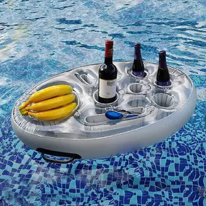 Inflatable PVC Water Ice Bar - Self-Service Floating Party Drink Holder and Porous Coaster Tray for Pool and Hot Tub