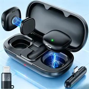 Magnetic Wireless Lavalier Microphone 2Person PlugPlay AI Noise Canceling 48kHz HiFi 40H Battery for iPhone 16 15 14 Pro Max Android Camera TikTok YouTube Recording