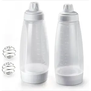 2 Packs of Pancake Batter Dispenser with Blender Balls, Kitchen Batter Squeezer Bottle Suitable for Cupcakes, Pancakes, Muffins Smooth Metal Utensils Detachable Bpa Seasoning Valentine's Day gift Christmas Thanksgiving cooking utensils Stock Up
