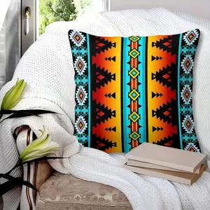 [1 Throw Pillow] 45cm Printed Throw Pillow (Includes Insert) |Southwestern Geometric Throw Pillow, Boho Sunset Colors Art, Soft Digital Print Cushion, Perfect for Living Room, Sofa, Couch, Bedroom, Home Decor, Farmhouse Style.