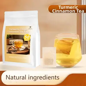 Turmeric Spiced Herbal Tea Bags, 50-Bag Value Pack with Ginger & Cinnamon - 99.99% Natural Pure Powdered, Additive-Free, Vegan, Keto, Caffeine Free, Dairy-Sugar-Gluten Excluded - Herbal Remedy for Christmas, Thanksgiving