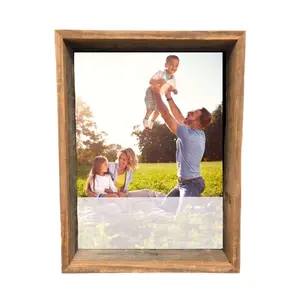360 Stand Rustic Farmhouse Gray Wooden Rectangle Photo Frame - 8x10 in. Shadow Box Memory Keeper, Picture Frame for Home Room Decor