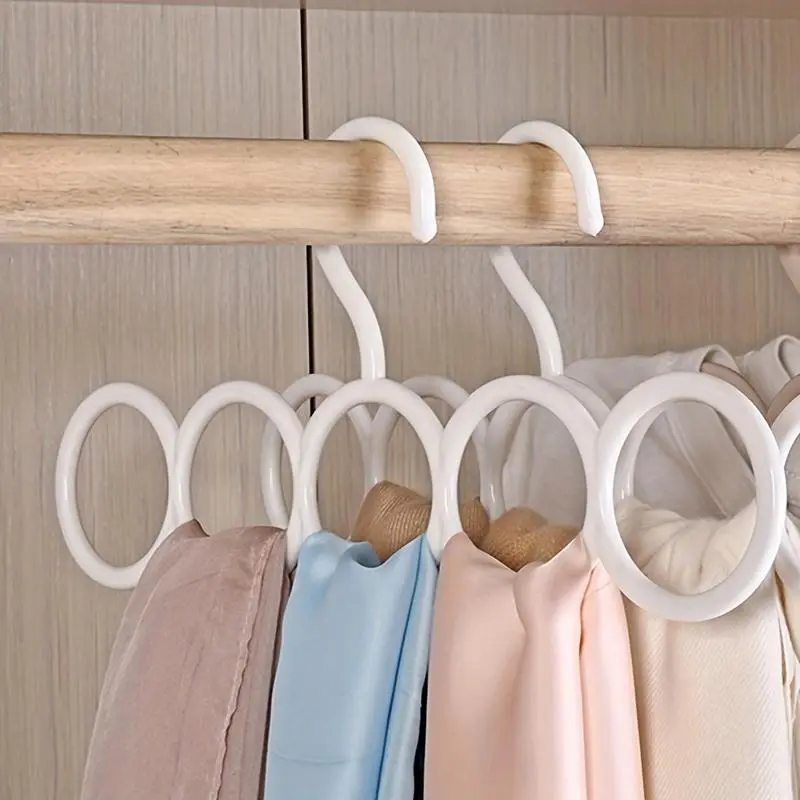 3pcs 5-hole Scarf Rack, Multi-purpose Compact Plastic Hanger, Shawl Hanger, Scarf Silk Scarf Tie Hanging Rack, Space Saving Closet Clothes Hangers, Hanging Clothes Organizer, Plastics Hangers
