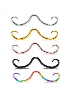 316 Stainless Steel 14g 16g Beard Mustache Nose Ring Piercing Jewelry, Unisex Body Accessory for Men & Women, Durable and Stylish