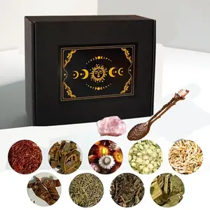 Witchcraft Supplies Kit 40 Pack - Spell Herbs - Beginner Witch Kit Box with Antique Spoon, Random Crystals, Witch Starter Kit, Witch Gift Decor Vintage