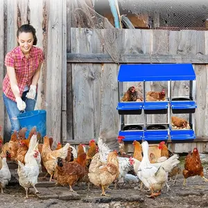 Heavy-Duty Galvanized Steel Chicken Nesting Box, 6/8/10 Compartments with Lid, Rustproof Roll-Away Design for Easy Egg Collection & Cleaning for Hens & Ducks,