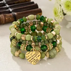 Lucky Bracelet Green Aventurine &Bead Bracelet – Attract Wealth, Luck & Protection | Stretch Crystal Jewelry Gift Mother's Day Gift