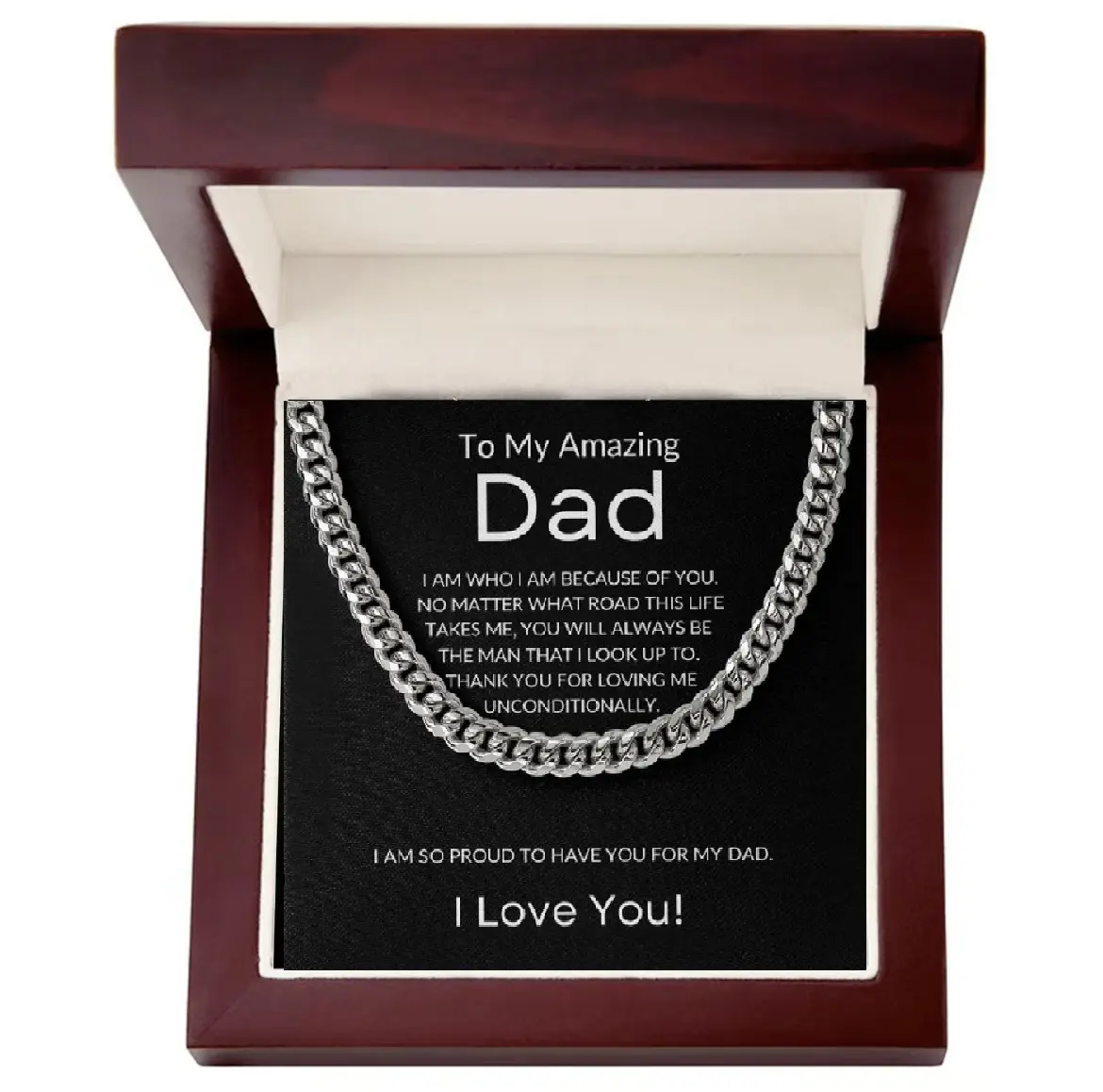 【Father’s Day】 Gifts for Dad, for Man, for Love, for Son, for Brother, Cuban Chain Necklace with Message Card and Gift Box